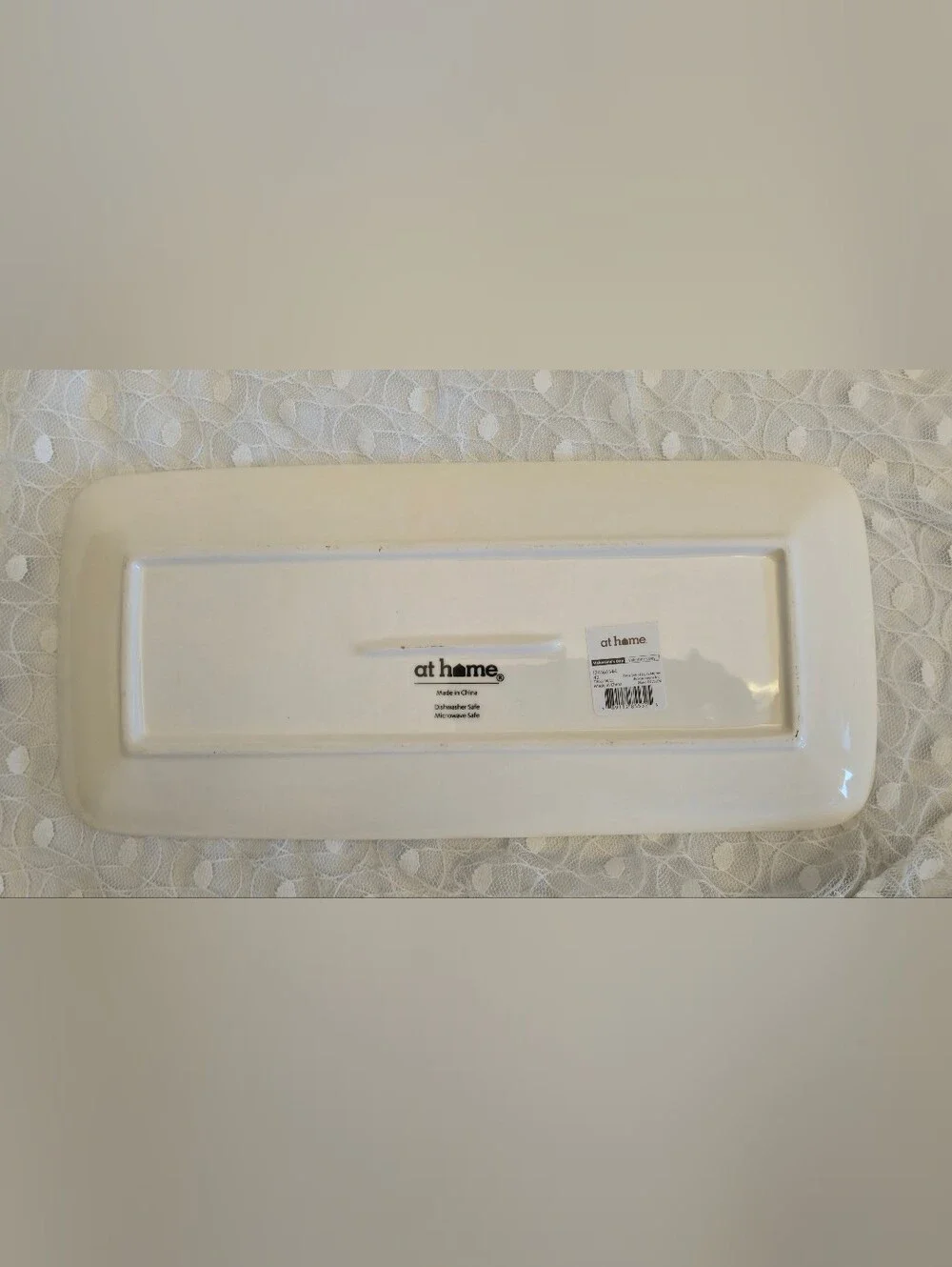 NWT AT HOME Heart Accent Ceramic Tray - White with Red / Pink Hearts